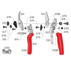 FELCO 6/3 Bovenmes -Tuinieren Winkel felco 12 onderdelen tekening 1